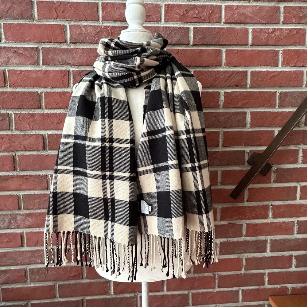•Madewell Wool Blend Fringed Shawl Oversized Scarf 25”x78”…